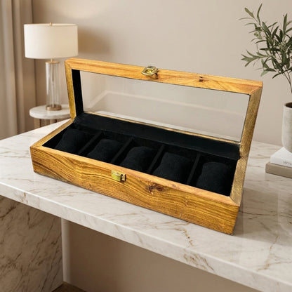 5 Watches – Plain – Glass Top – Black