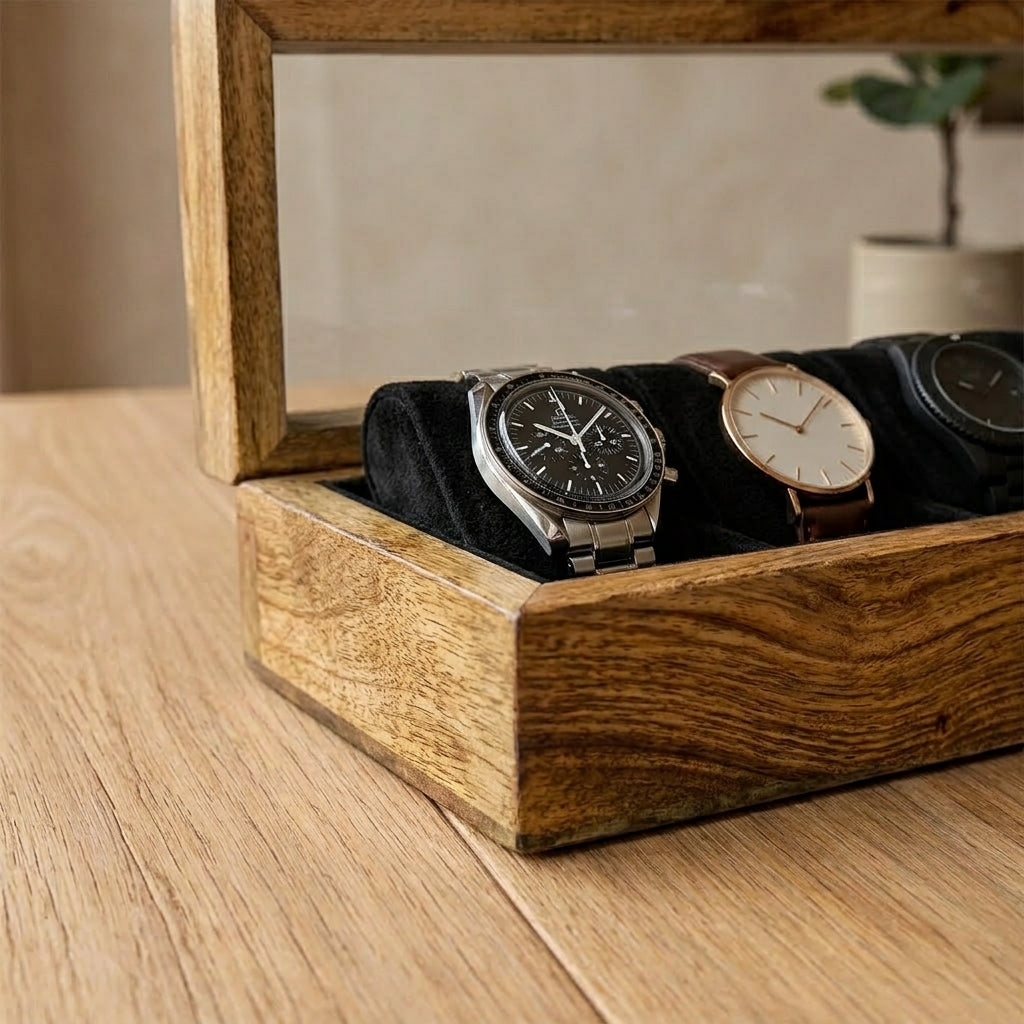 5 Watches – Plain – Glass Top – Black