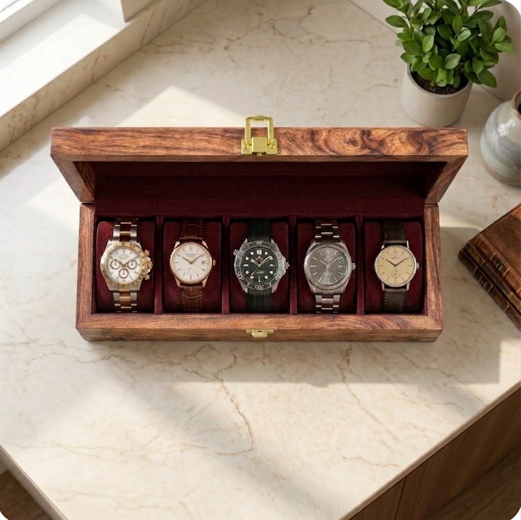 5 Watches – Plain – Wood Top