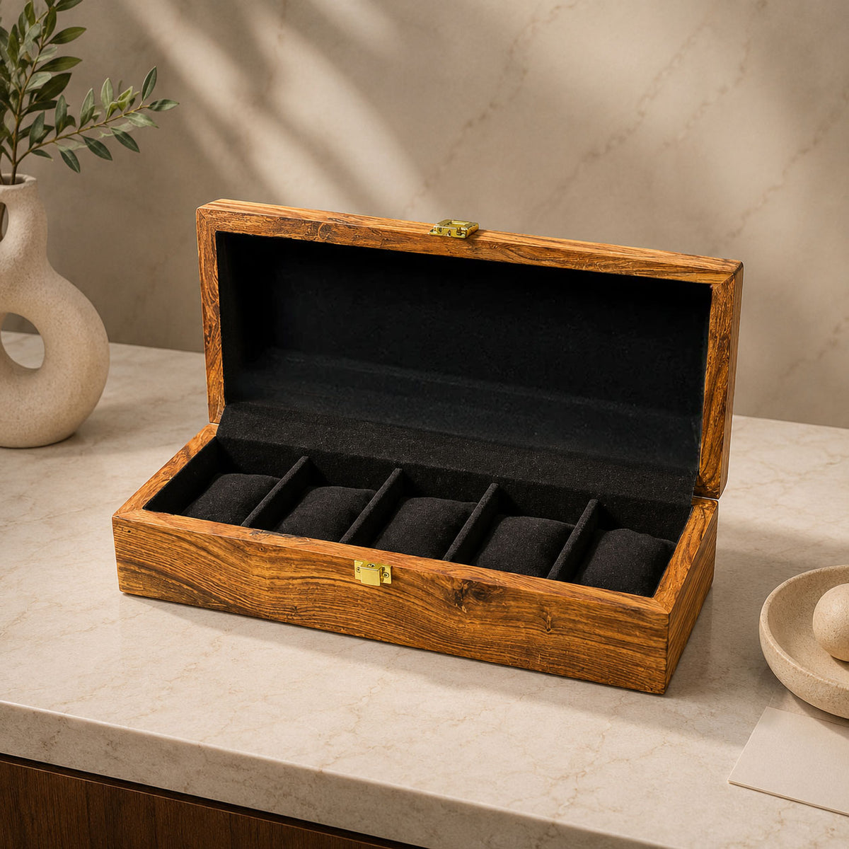 5 Watches – Plain – Wood Top – Black