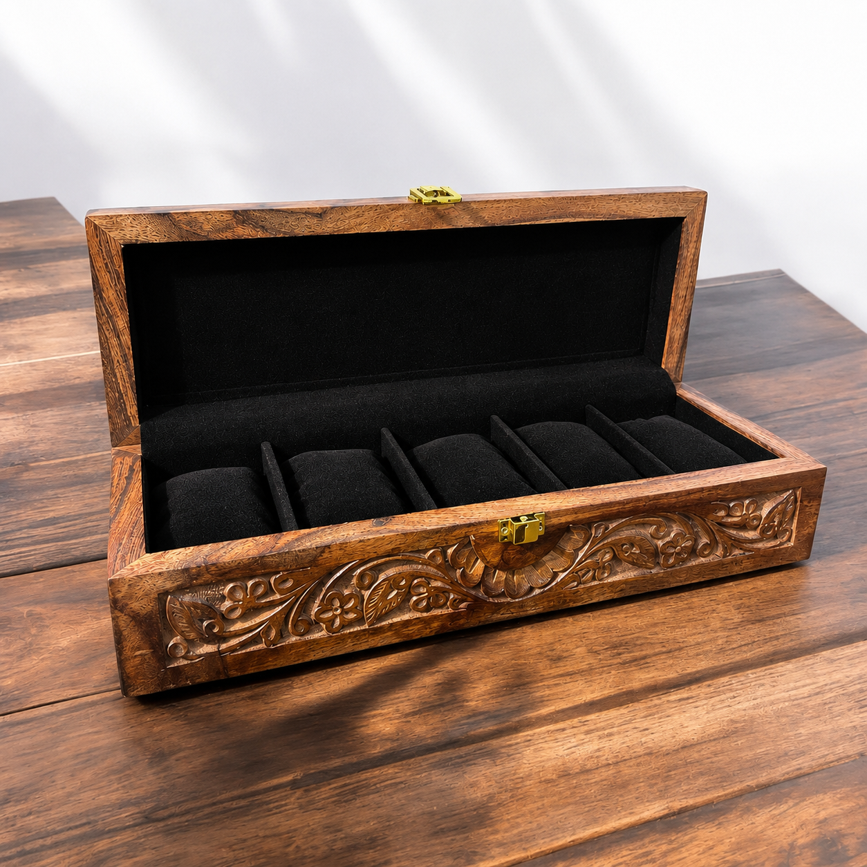 5 Watches – Carving – Wood Top –  Black