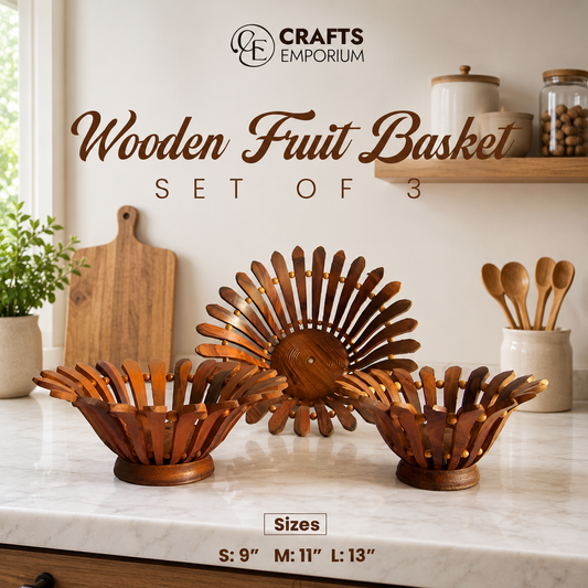 Petal Wooden Fruit Basket Set
