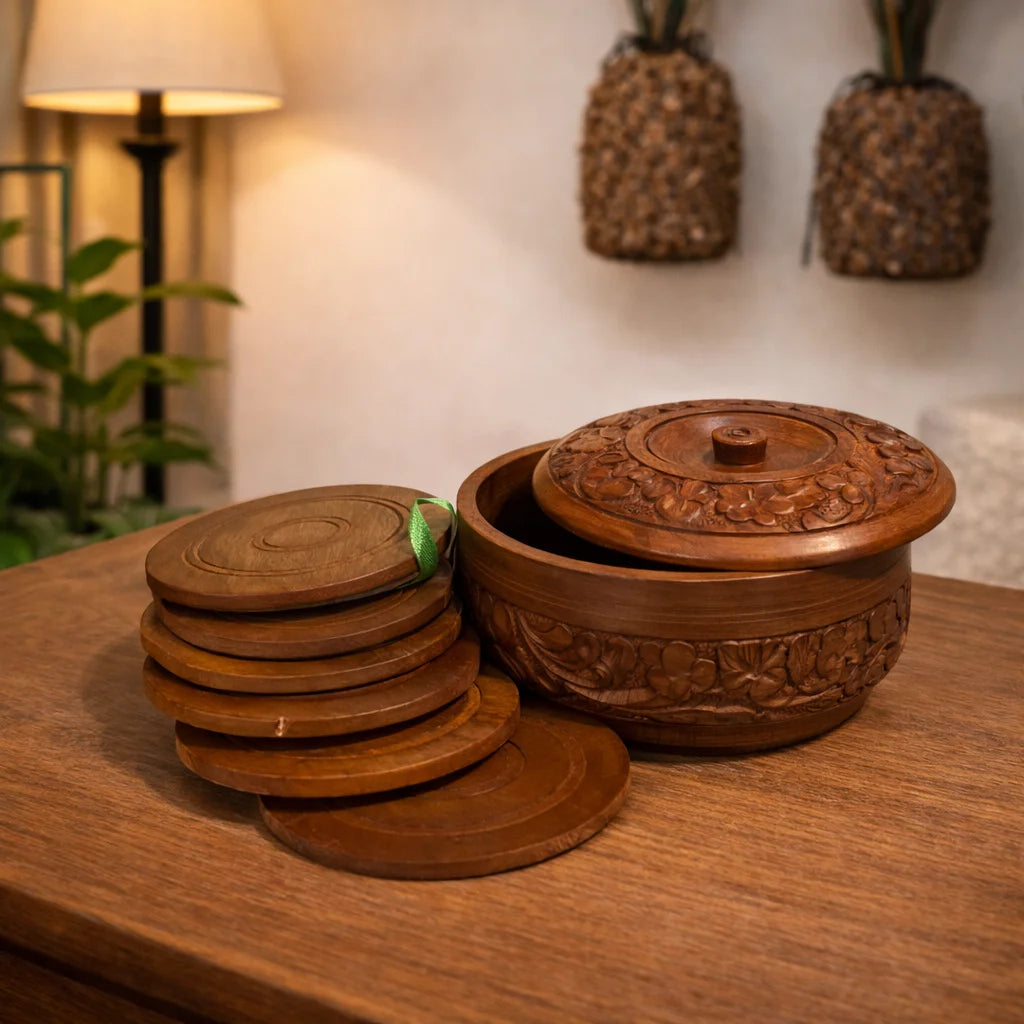 Sugar Pot with 6 Coasters