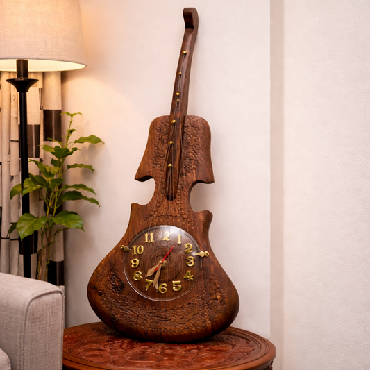 Wooden Guitar Clock
