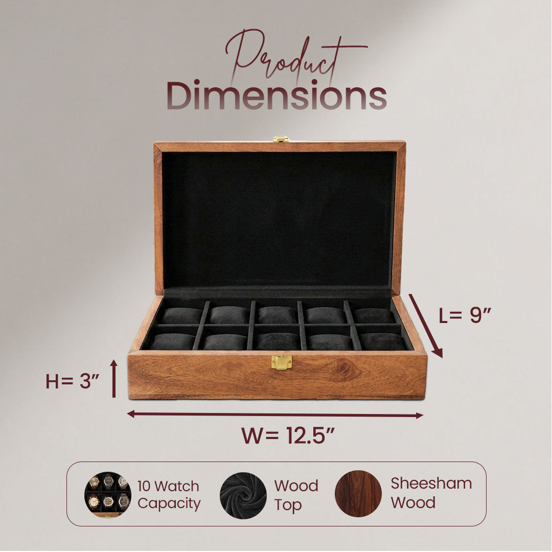 10 Watches – Plain – Wood Top – Black