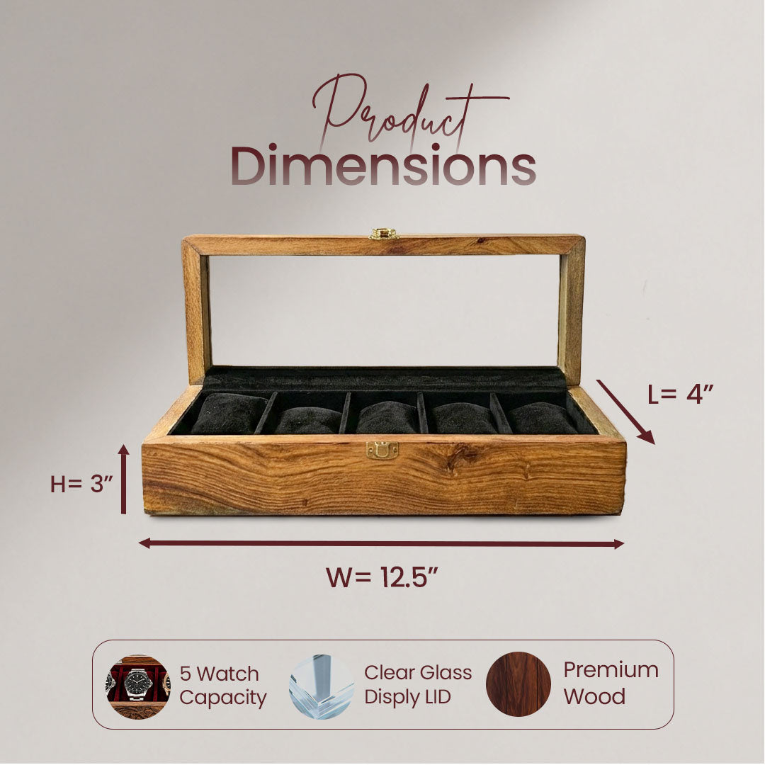 5 Watches – Plain – Glass Top – Black