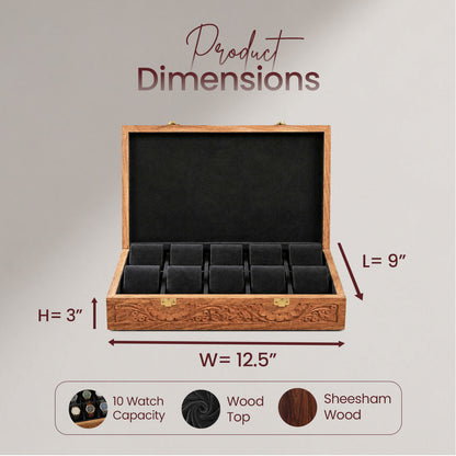 10 Watches – Carving – Wood Top – Hard Pillows Black