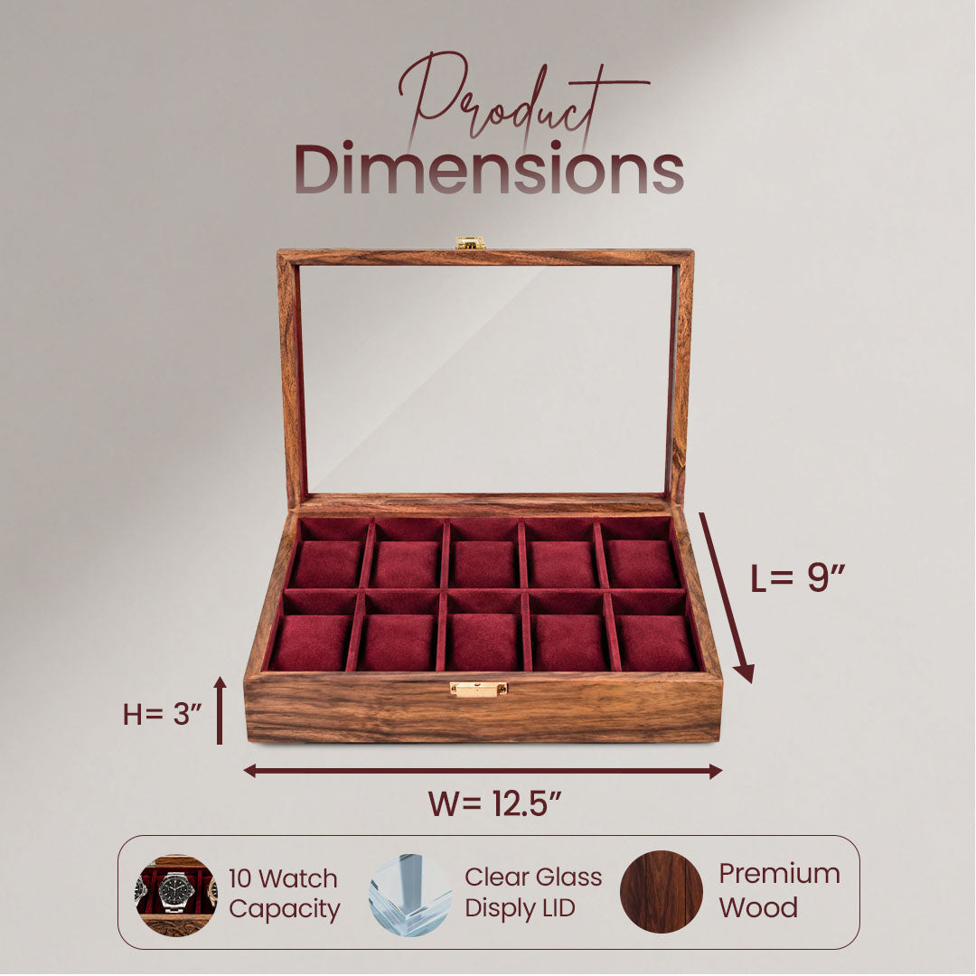 10 Watches – Plain – Glass Top