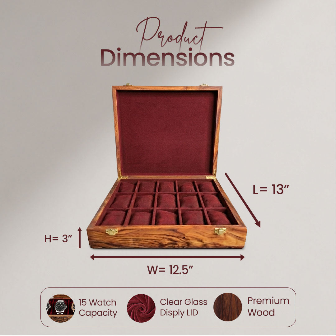 15 Watches – Golden Hinge – Wood Top