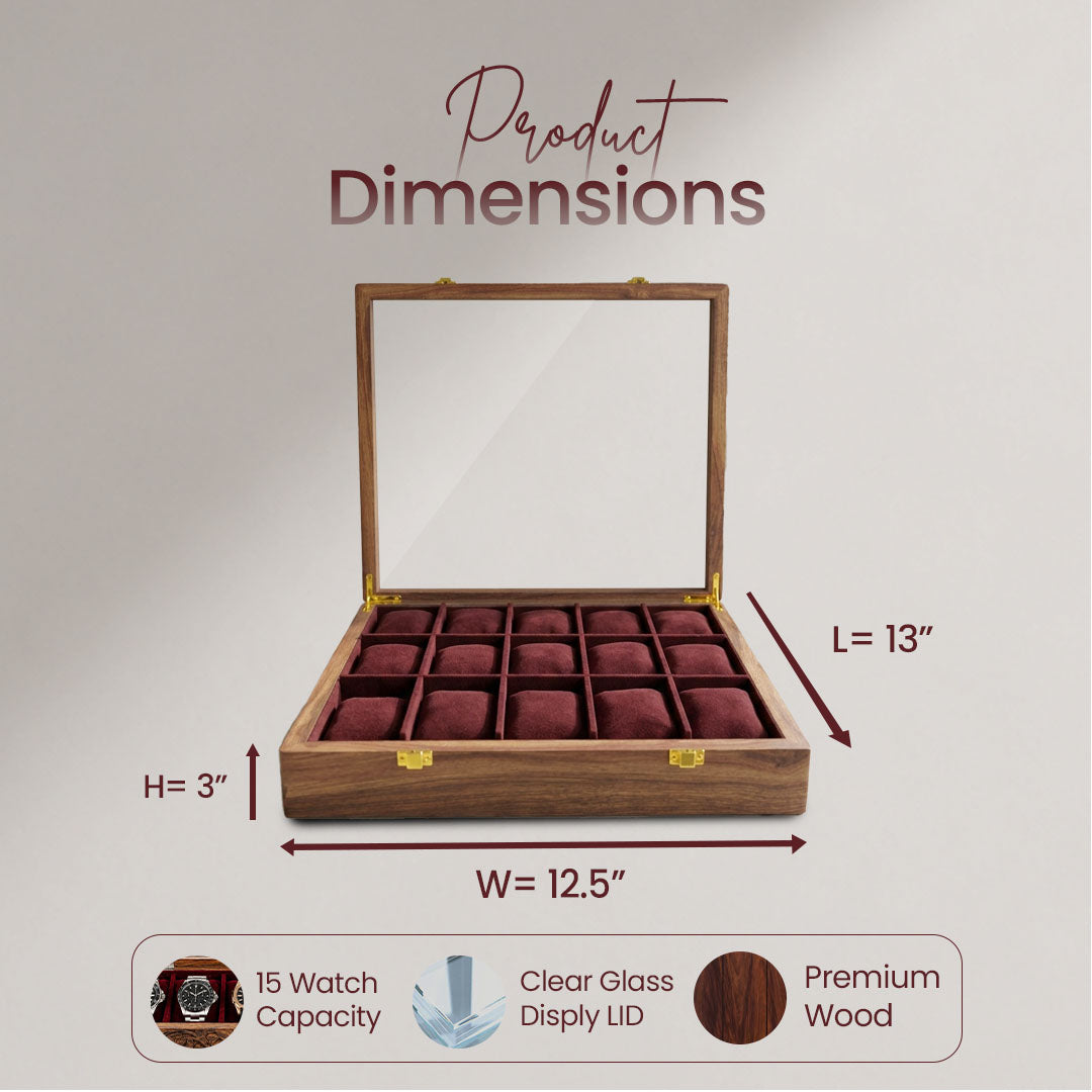 15 Watches – Golden Hinge – Glass Top