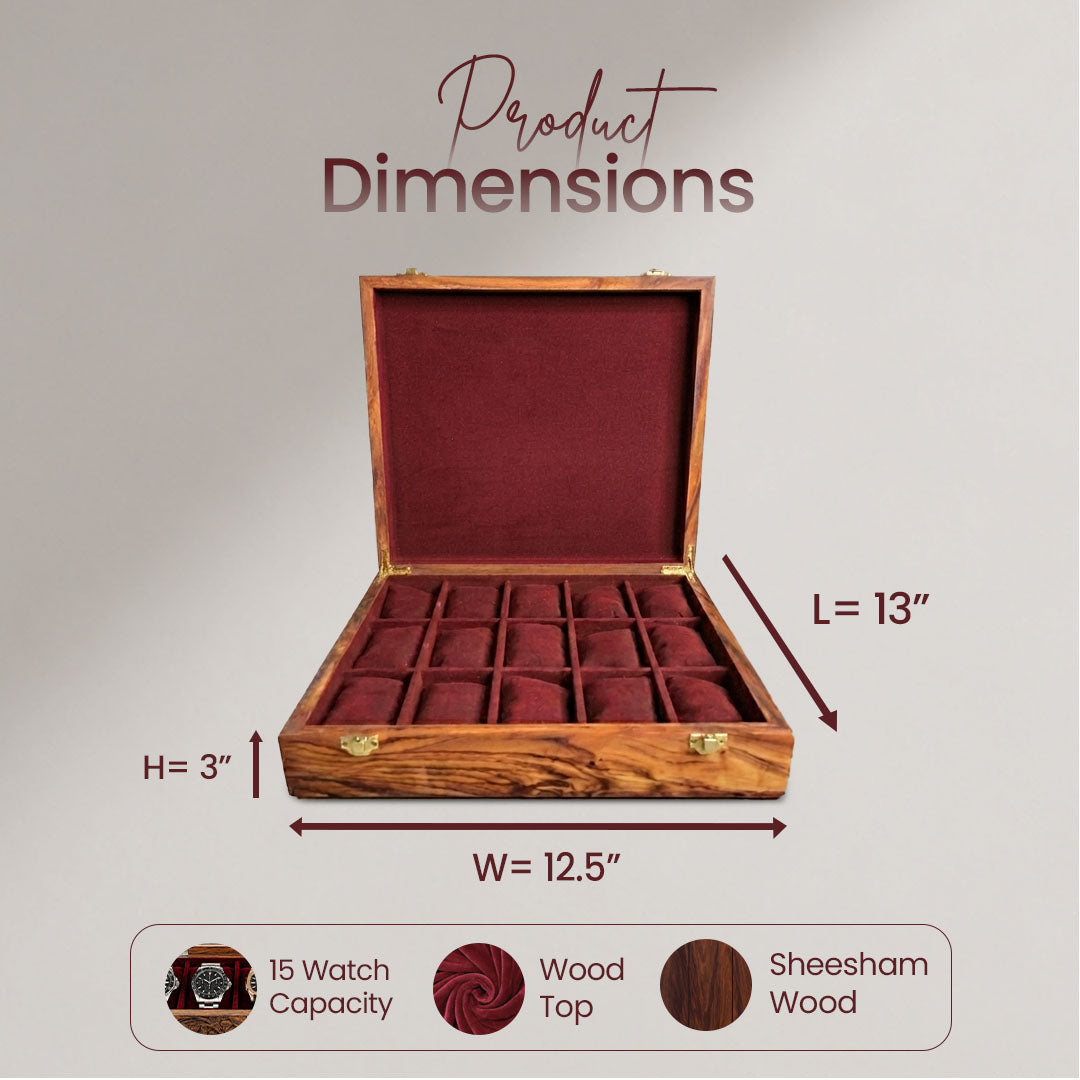 15 Watches – Golden Hinge – Wood Top