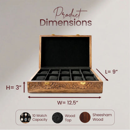 10 Watches – Carving – Wood Top – Black