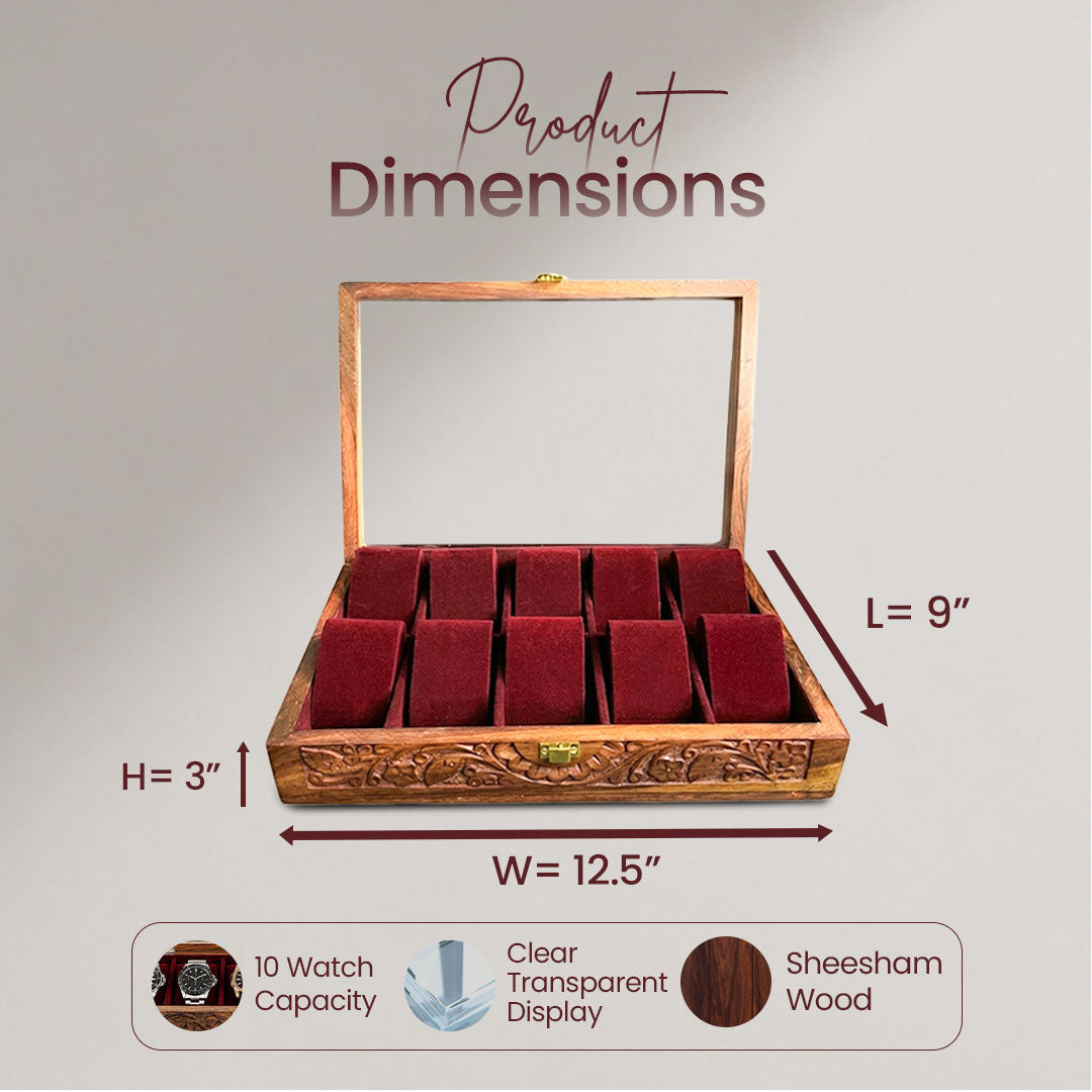 10 Watches – Carving – Glass Top – Hard Pillows