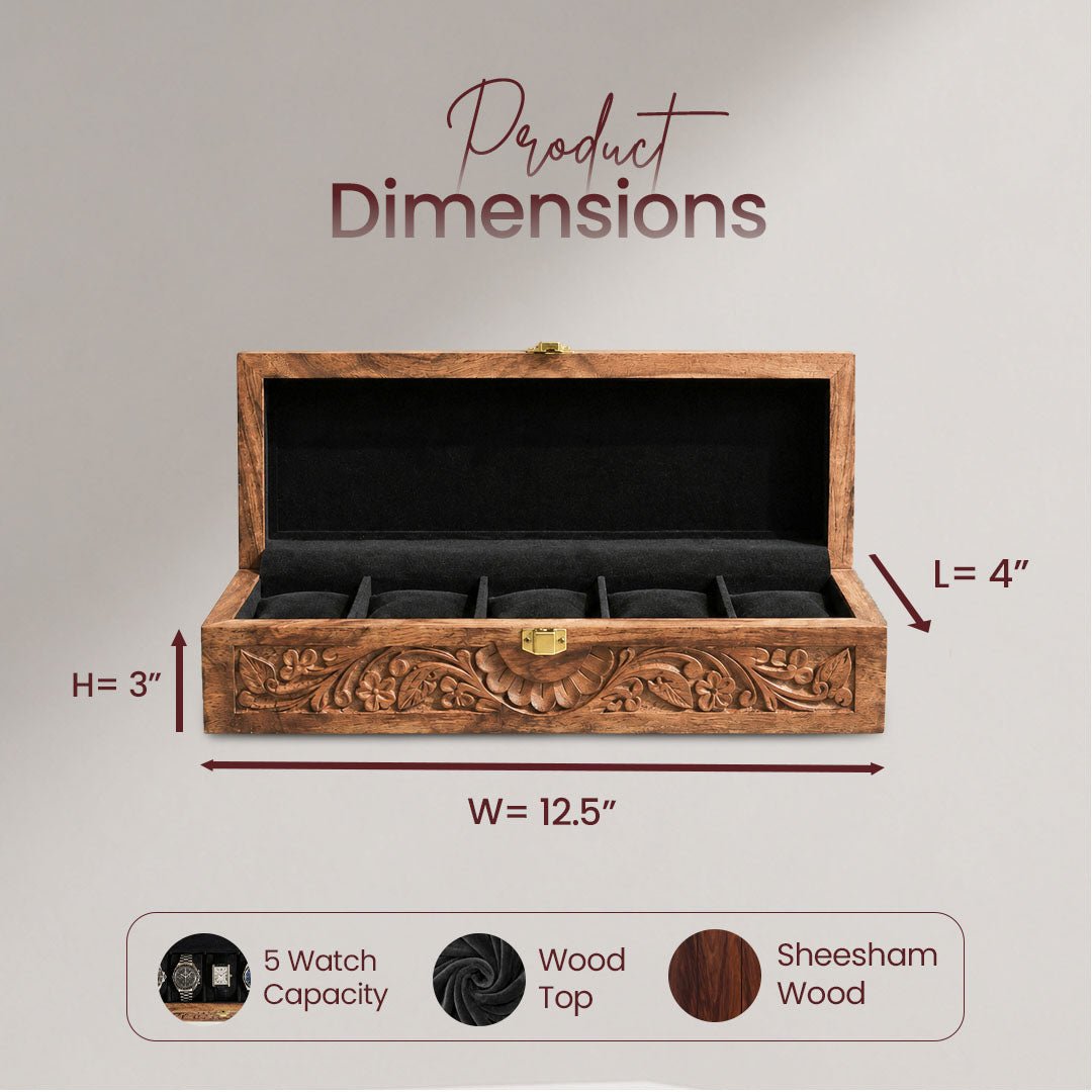 5 Watches – Carving – Wood Top –  Black