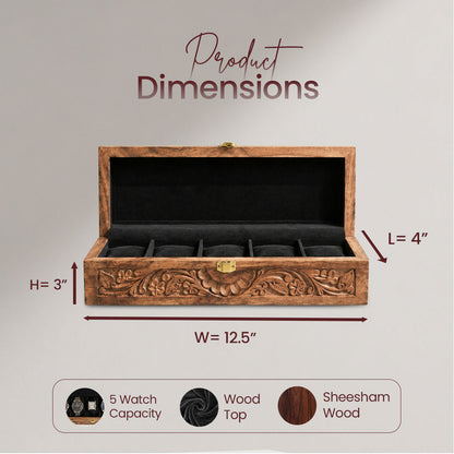 5 Watches – Carving – Wood Top –  Black