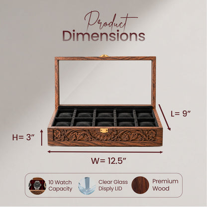 10 Watches – Carving – Glass Top – Black