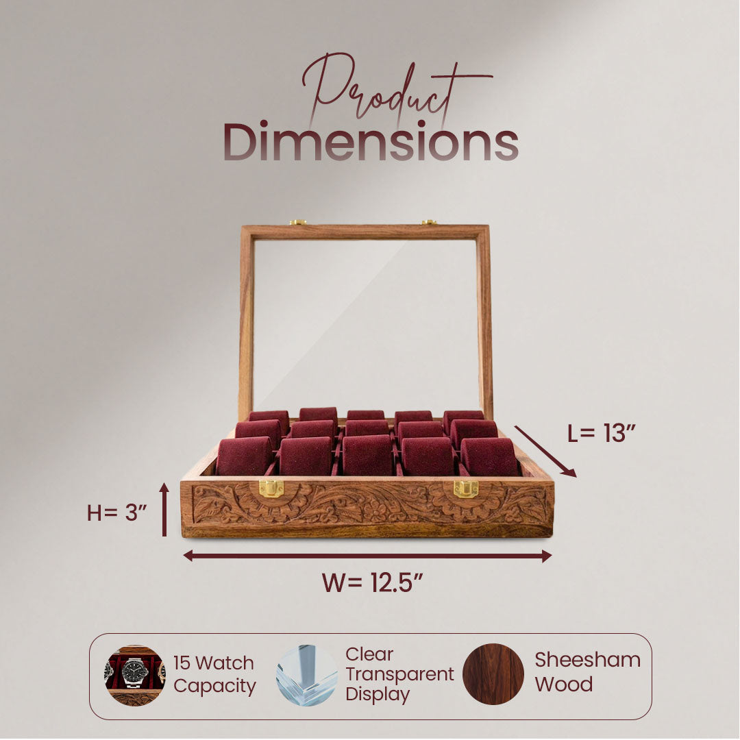 15 Watches – Carving – Glass Top – Hard Pillows