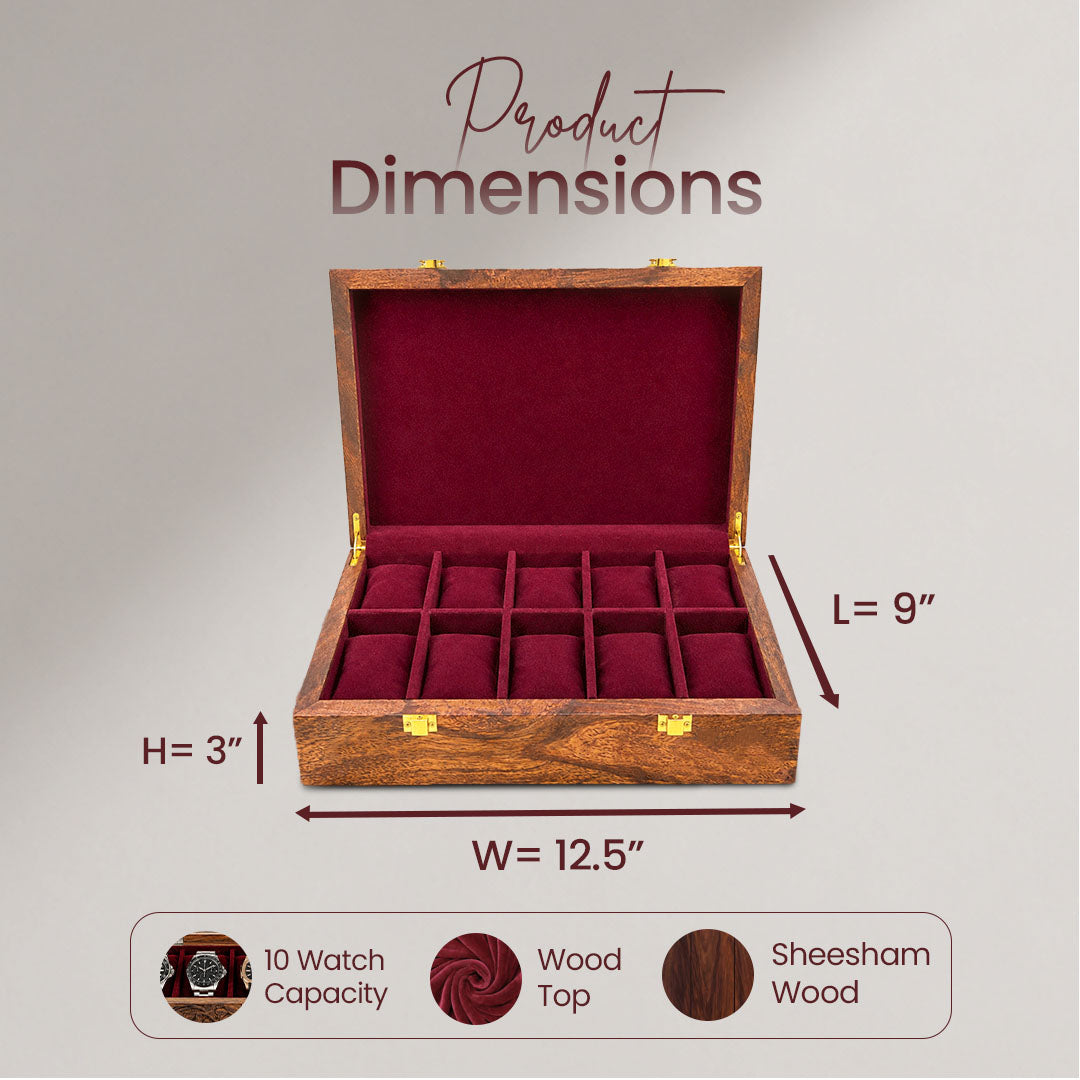 10 Watches – Golden Hinge – Wood Top