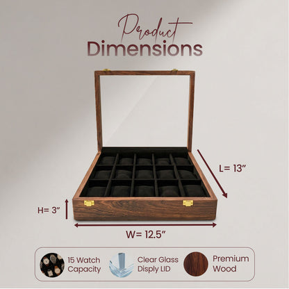 15 Watches – Plain – Glass Top – Black