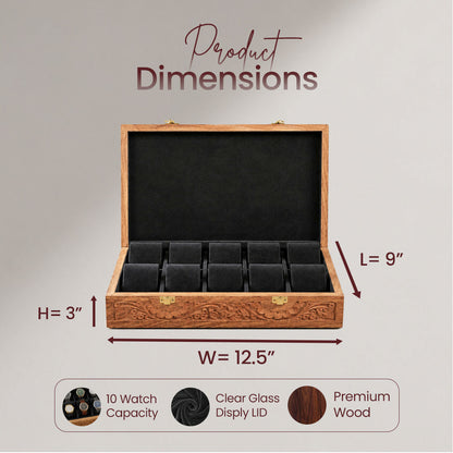 10 Watches – Carving – Wood Top – Hard Pillows Black