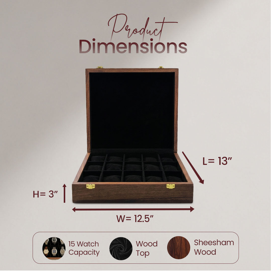 15 Watches – Plain – Wood Top – Black