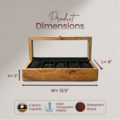 5 Watches – Plain – Glass Top – Black