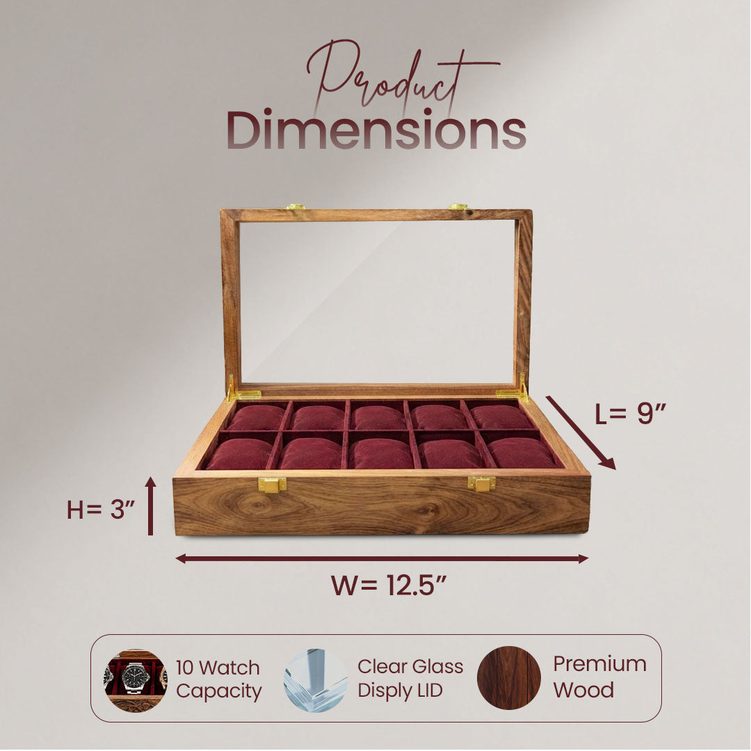 10 Watches – Golden Hinge – Glass Top