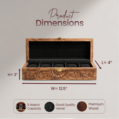 5 Watches – Carving – Wood Top –  Black