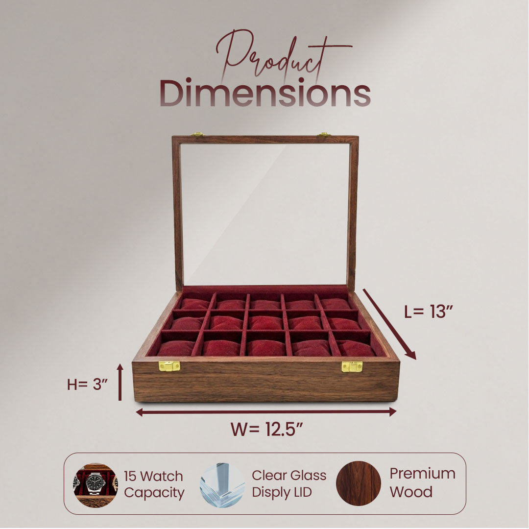 15 Watches – Plain – Glass Top