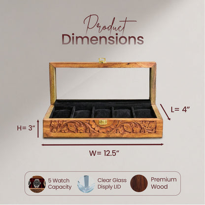5 Watches – Carving – Glass Top – Black