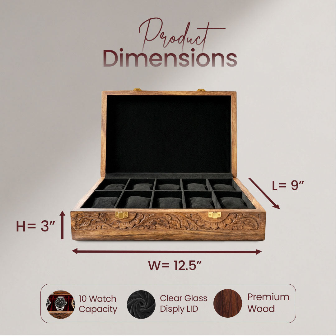 10 Watches – Carving – Wood Top – Black