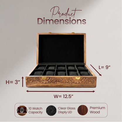 10 Watches – Carving – Wood Top – Black