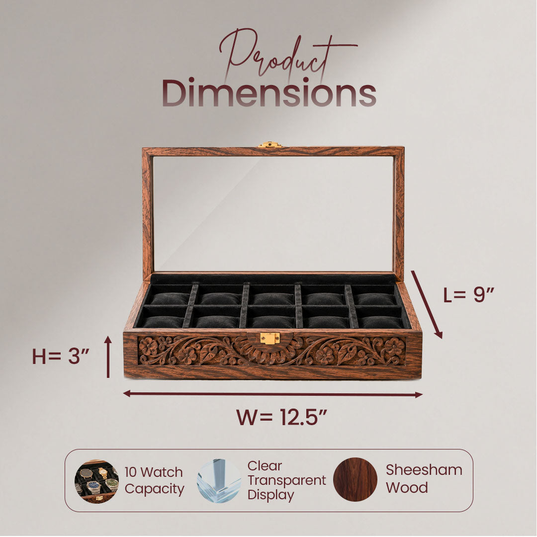 10 Watches – Carving – Glass Top – Black