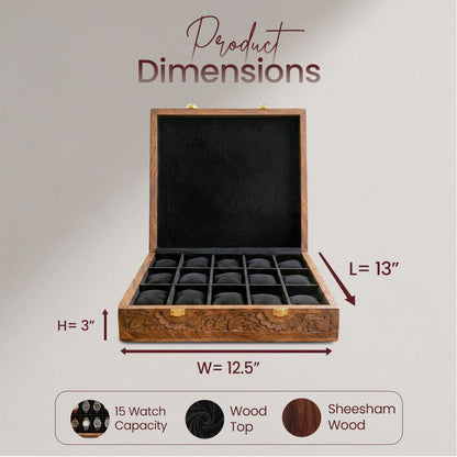 15 Watches – Carving – Wood Top – Black
