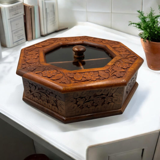 Dry fruit Box – 4 Slots – Carving