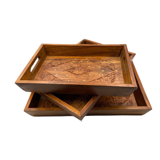 Set Of 3 Trays – Carving