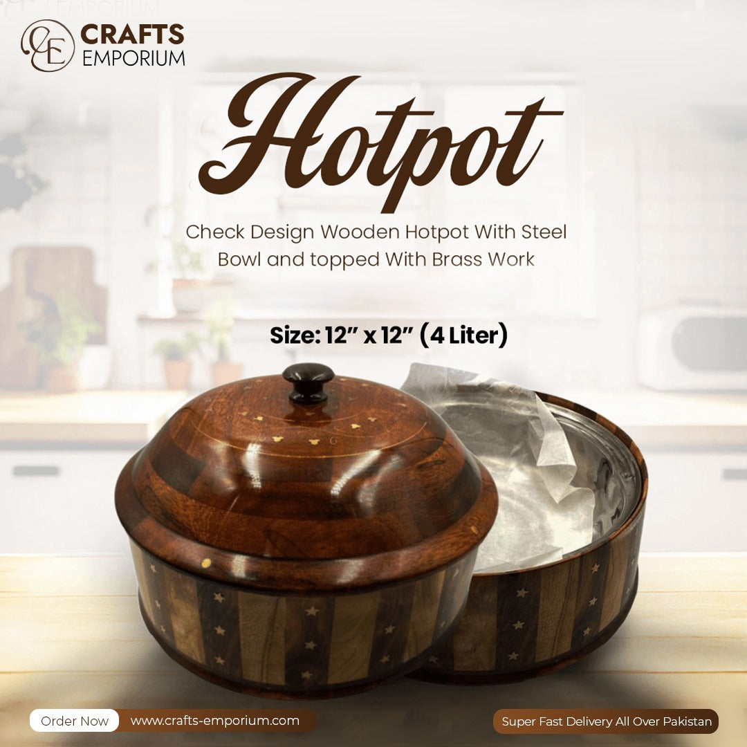 Wooden Hotpot – Tukri Design – Steel Bowl