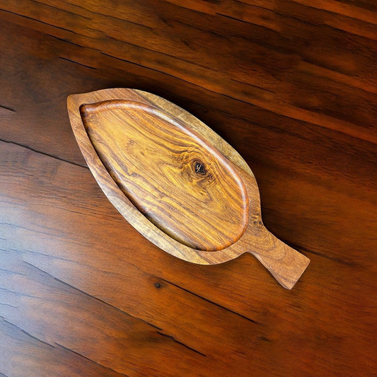 Wooden Platter - 6 x 14 Small Leaf