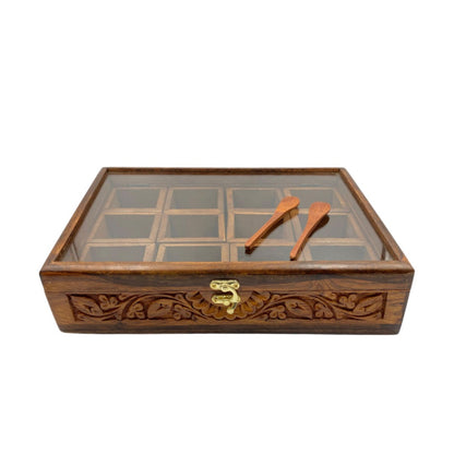Spice Box – Carving – 12 Moveable Slots