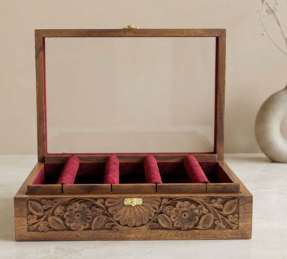 Bangle Box – Carving – Glass Top