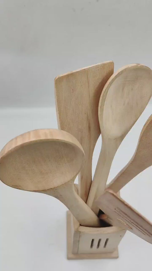 5 Set of Spoons - With Stand