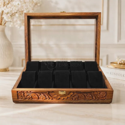 10 Watches – Carving – Glass Top – Black