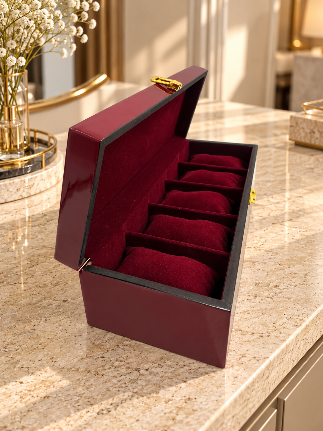5 Watches – Wine Red