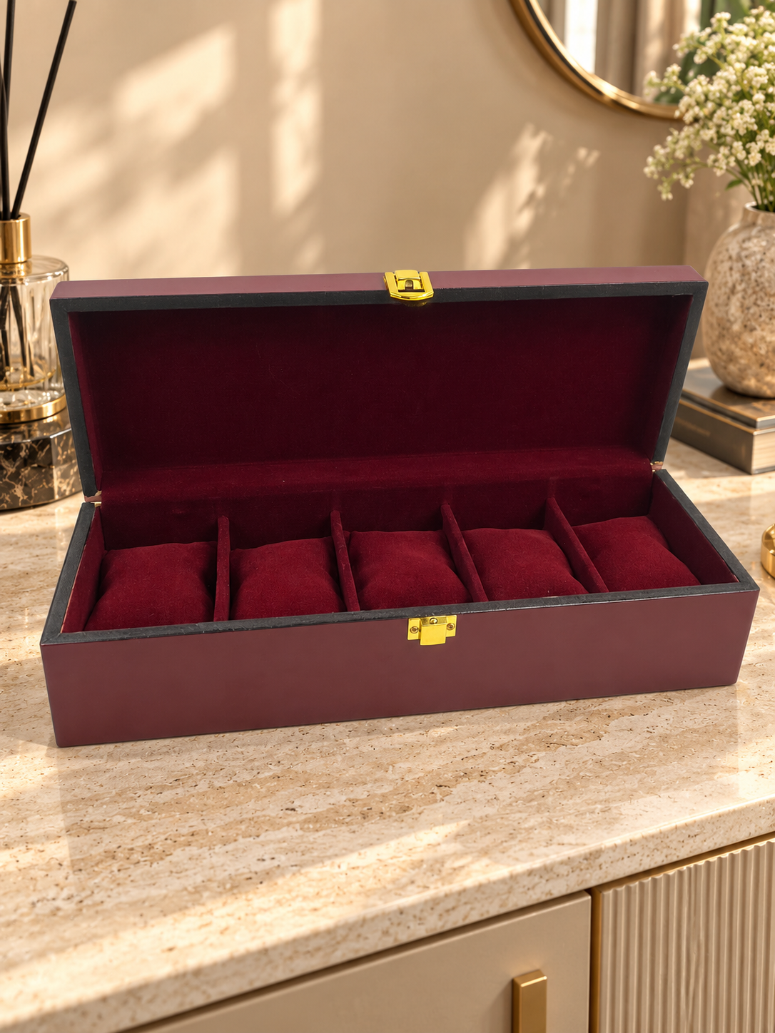 5 Watches – Wine Red
