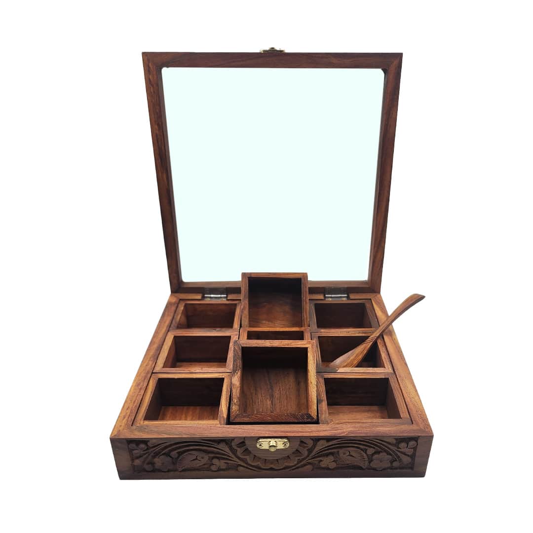 Spice Container – Carving design – 9 Movable Slots