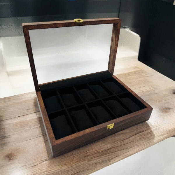 10 Watches - Plain - Glass Top - Black