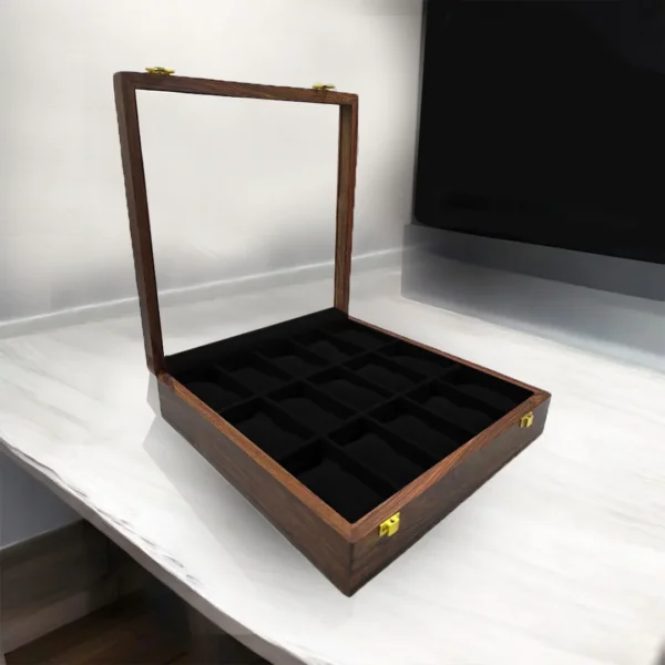 15 Watches - Plain - Glass Top - Black