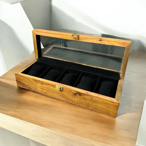 5 Watches - Plain - Glass Top - Black